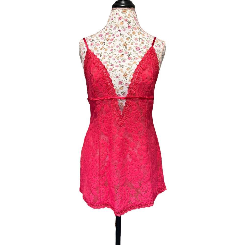 Victoria's Secret Hot Pink Lace Chemise